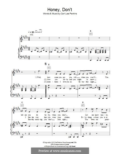 Honey, Don't by C.L. Perkins - sheet music on MusicaNeo