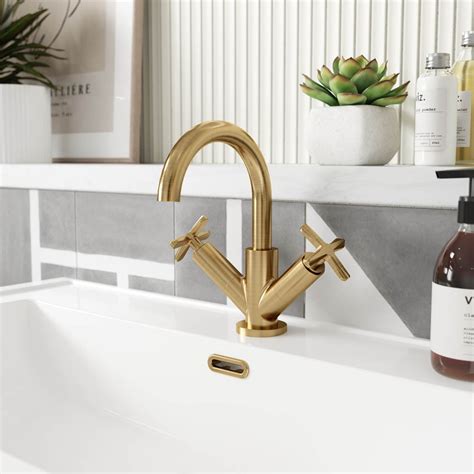 Nuie Aztec Mono Basin Mixer Tap Brushed Brass CLX815 Bathroom House