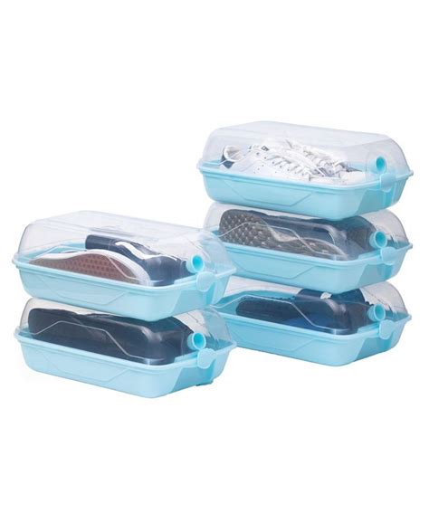 Basicwise Vintiquewise Plastic Shoe Box Storage Container With Clear