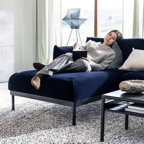 Äpplaryd Chaise Longue Section Djuparp Dark Blue Ikea