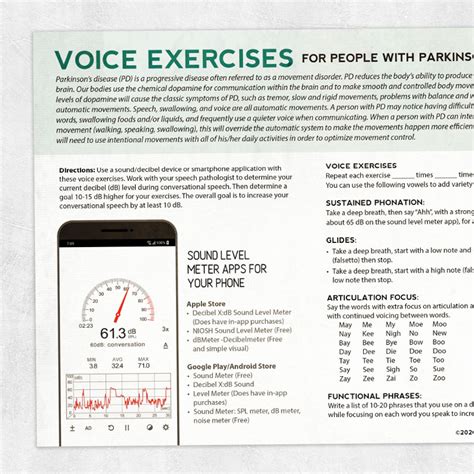 Parkinsons Disease And Voice Therapy Exercises Printable Handouts Hot