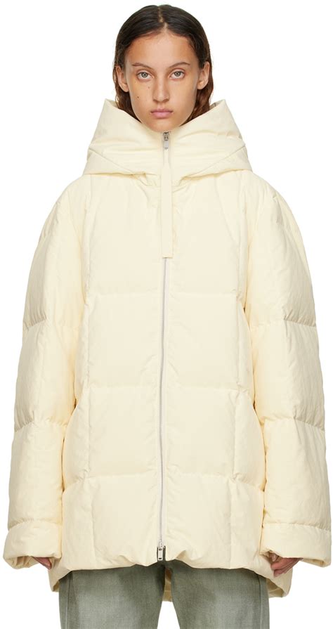 Blouson Matelass Blanc Cass Rembourr En Duvet Jil Sander En Solde