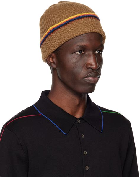 Paul Smith Brown Artist Stripe Beanie Paul Smith