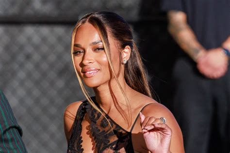 Ciara Makes A Statement In Lacy Dress Thigh High Stockings And Heels