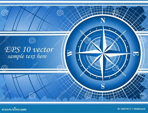 Blue Background With Compass Rose Stock Vector Illustration Of