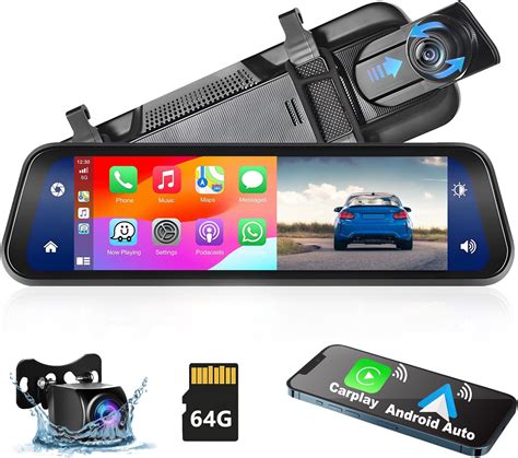 Podofo Wireless Apple Carplay Android Auto Mirror Dash Cam 9 66 Inch