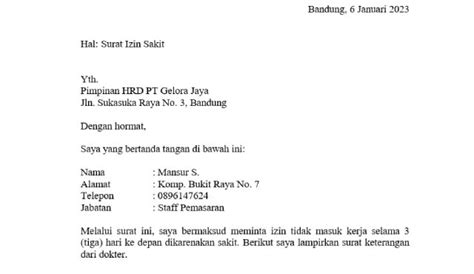 Contoh Surat Izin Sakit Lewat Wa Homecare