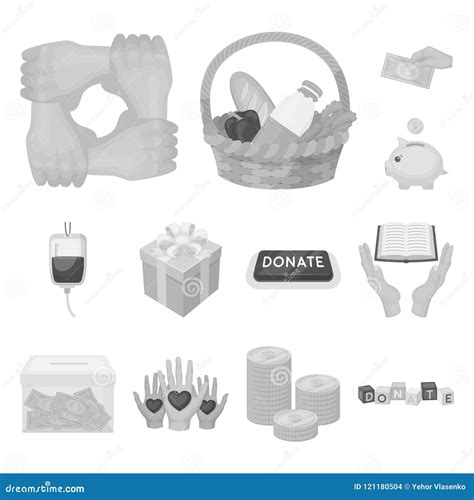 Charity And Donation Monochrome Icons In Set Collection For Design