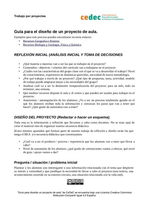 Un Documento Gu A Para Crear Un Proyecto De Aula Teaching Summary