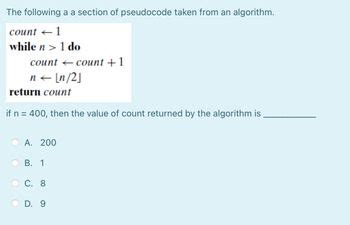 Answered The Following A A Section Of Pseudocode Bartleby