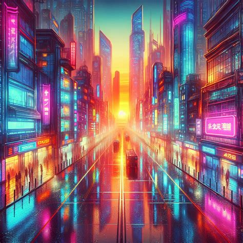 Futuristic Cyberpunk Cityscape At Sunset Sci Fi Inspired Artwork Ai Art Generator Easy