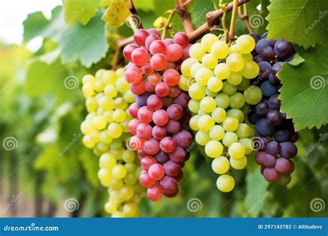 Different Grape Varieties Clustered on the Vine Stock Photo - Image of ...