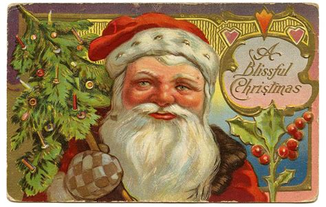 Vintage Christmas Clip Art Victorian Santa With Tree The Graphics