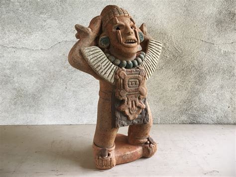 Vintage Mexican Folk Art Pre Colombian Reproduction Statue Mayan Or