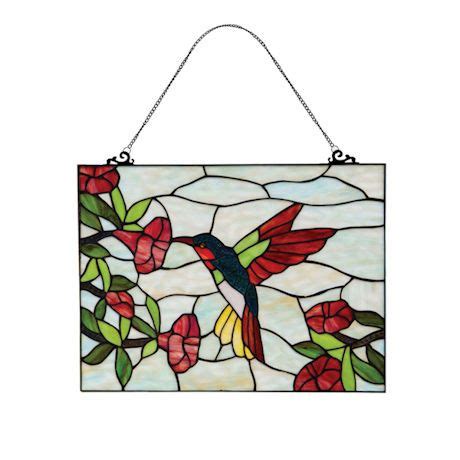 Hummingbird Stained Glass Panel Sunroom Decorating, Window Treatment ...