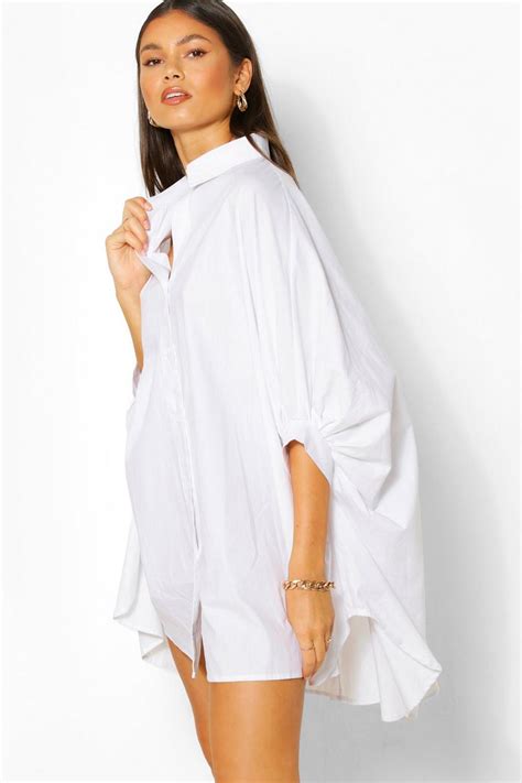 Oversized Batwing Sleeve Shirt Dress Boohoo