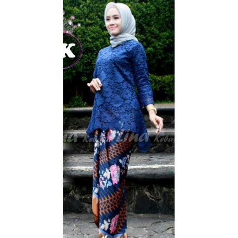 Jual Stelan Kebaya Brukat Vicka Super Jumbo Kombi Rok Lilit Batik