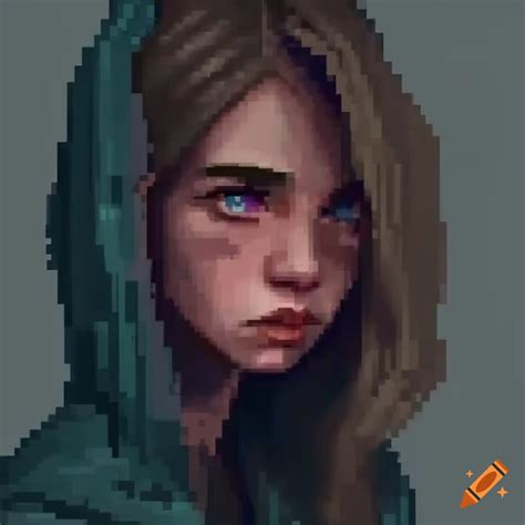 Detailed Realistic Pixel Art Character Of A Girl In A Video Game