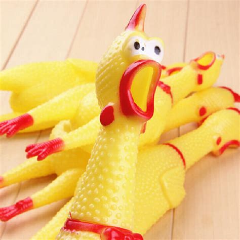 Buy 17cm Yellow Screaming Rubber Chicken Pet Dog Toy Squeak Squeaker