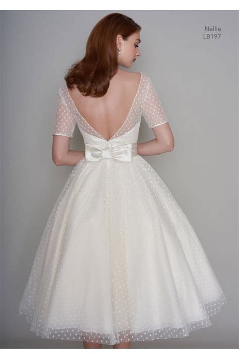 NELLIE 1950s Tea Length Polka Dot Short Vintage Wedding Dress With