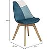 Chaise Baya Patchwork Bleu Canard Pieds en hêtre Atmosphera