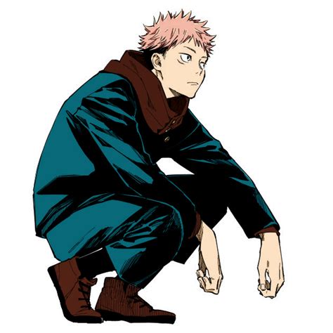 Jujutsu Kaisen Anime Character Crouching Colorful Outfit Png Png All