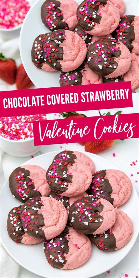 Chocolate Covered Strawberry Cookies Perfect For Your Sweetheart Valentines Cookies Recipe