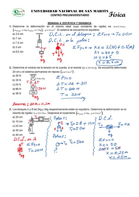Semana 4 Estatica Y Dinamica FÌsica CENTRO PREUNIVERSITARIO SEMANA 4