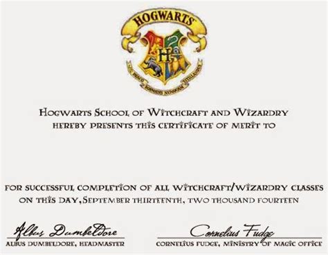 Hogwarts OWL Results And Certificate