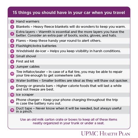 Things You Should Have In Your Car Upmc Health Plan