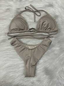 Trico Zhu Two Tone V Neck Bikini With Padded Bra Fida Panties Asa Delta Gringa Fashion Women S