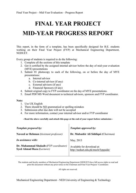 Engineering Progress Report Template