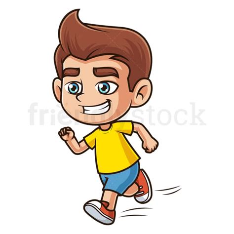 Cartoon Boy Running Fast Vector Clip Art Illustration Friendlystock