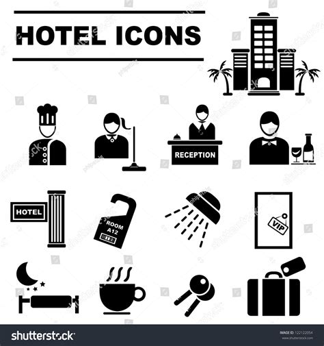 Hotel Icons Set Stock Vector 122122054 Shutterstock