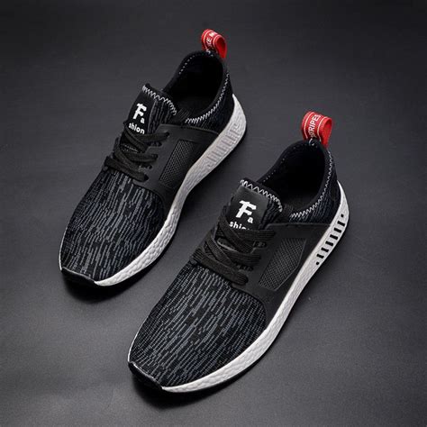 Mens Running Shoes Ultra Lightweight Training Sports Sneakers Breathable Knit Lace Up Walking