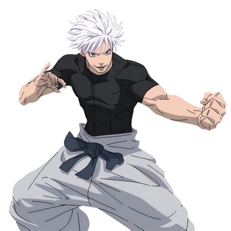 an anime character with white hair and black shirt is doing a karate ...