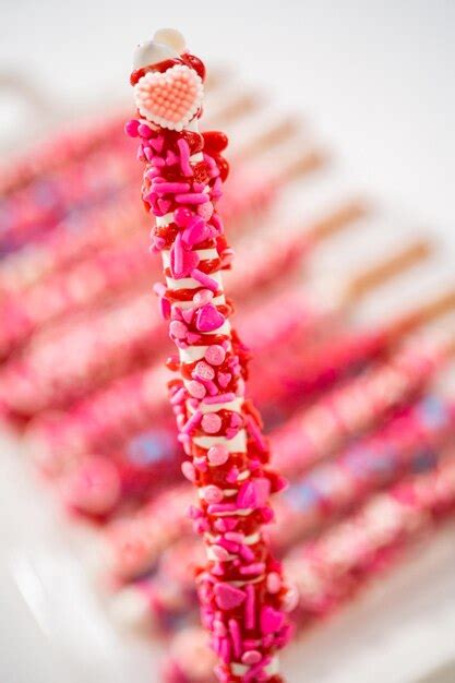 Premium Photo Valentines Day Chocolate Covered Pretzel Rods