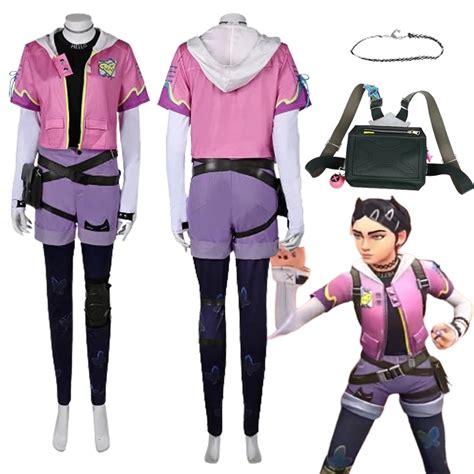 Clove Women Disguise Cosplay Costume Game Valorant Jacket Backpack Knee