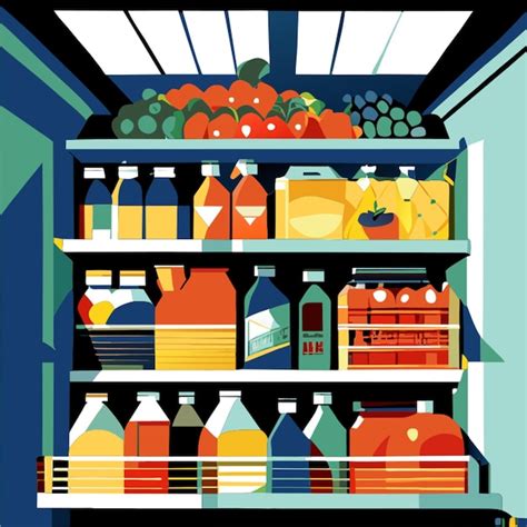 Premium Vector Grocery Store Shelf Vector Illustration