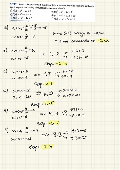 Powtórka przed maturą matematyka zadania 3 222 Funkcja kwadratowa f