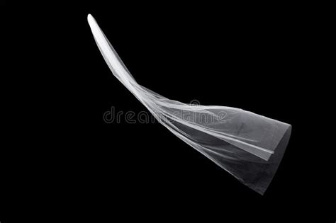 Wedding White Bridal Veil Isolated On Black Background Stock Image