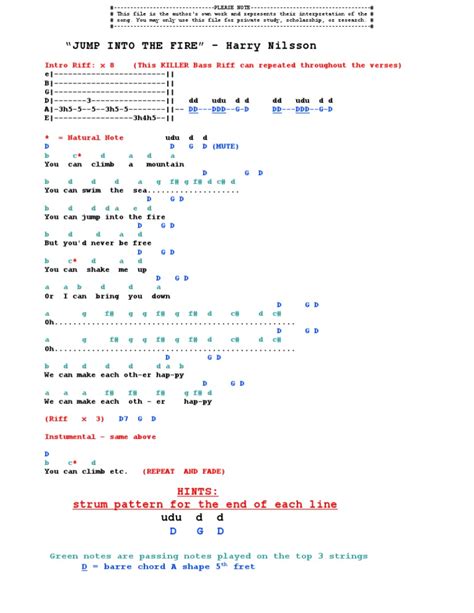 Jump Into The Fire Nilsson Chords Tab Guitars Celtic Musical