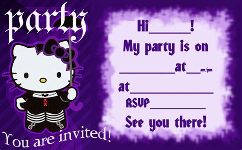 Goth Emo Punk Style Hello Kitty Invites