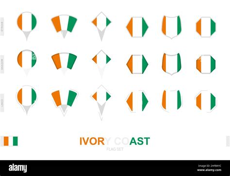 Collection Of The Ivory Coast Flag In Different Shapes And With Three