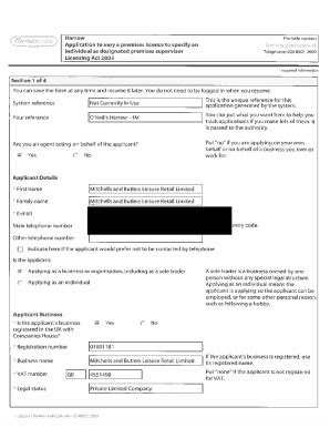 Fillable Online New Premises Licence Premises Details Applicant Fax