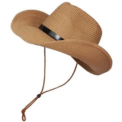 Men Wide Brim Hat Summer Beach Straw Cap Sun Floppy Foldable Hats Khaki ...