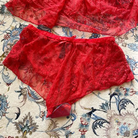 Red Lace Cami And Short Lingerie Set Brand New Depop