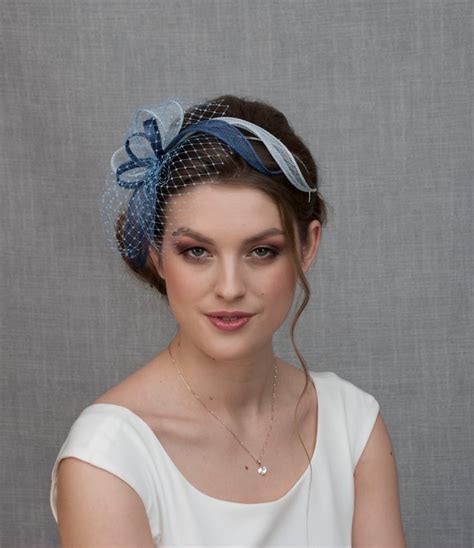 Blue Fascinator Hat Navy Blue Wedding Fascinator New Design Etsy Australia