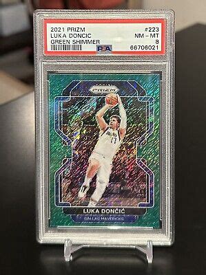 2021 22 Panini Prizm LUKA DONCIC FOTL GREEN SHIMMER 3 5 PSA 8