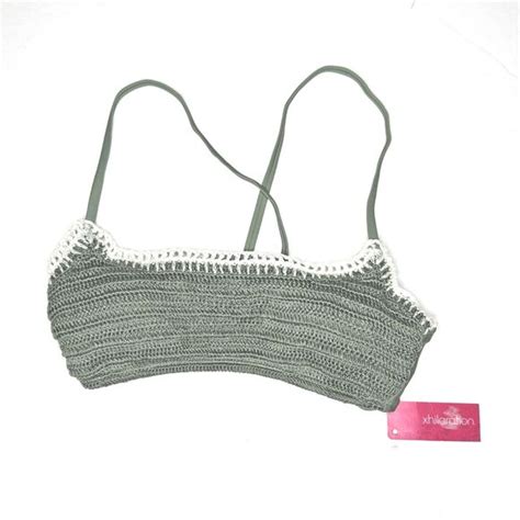 Xhilaration Swim Xhilaration Juniors Sage Green Crochet Adjustable Bralette Swim Bikini Top
